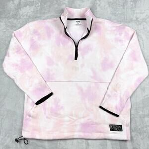 PINK Victoria’s Secret Pink Tie Dye Quarter Zip Fleece Pullover Women Size M Y2K